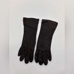 Vintage Black Leather Gloves – Size 7½ – Acrylic Lined